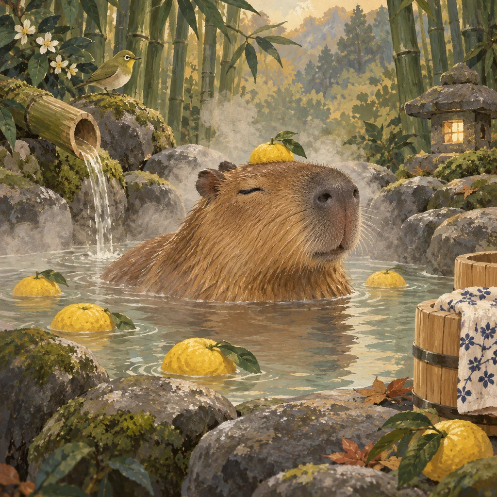 Capybara hot-spring day