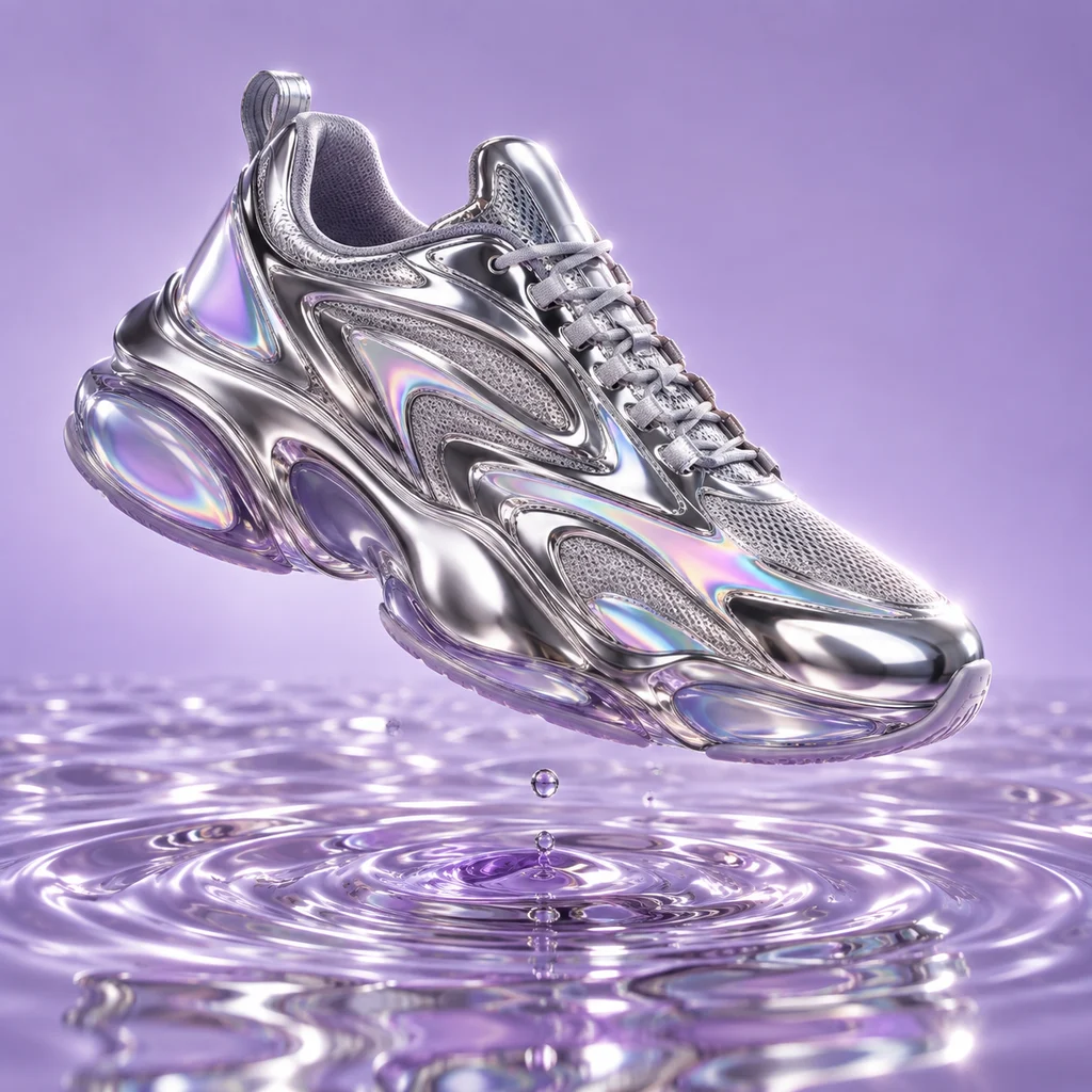 Liquid-chrome sneaker