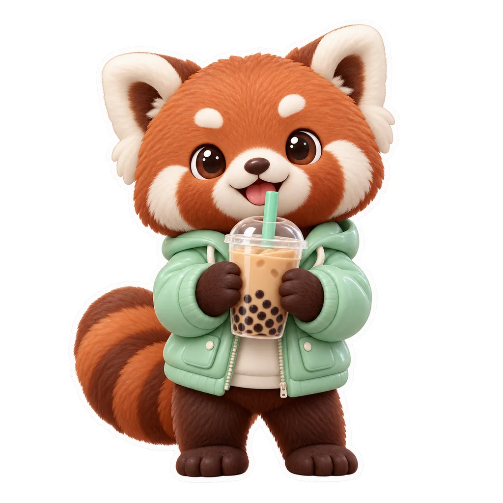 Boba red panda sticker