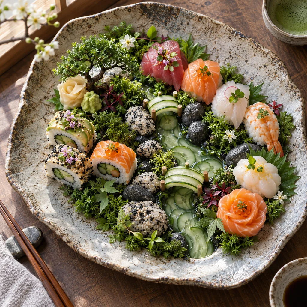 A miniature sushi garden