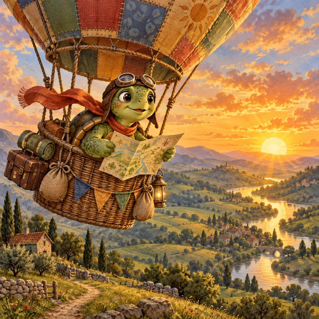 The traveling turtle airship