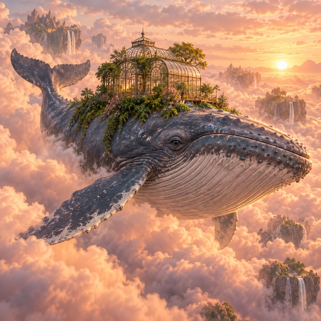 A greenhouse on a whale